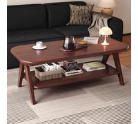 HHCTEBEC Table Basse en ChêNe Massif pour Salon, Table De Salon Moderne à 2 Niveaux, Style Milieu du SièCle, Table Rectangulaire Rustique De Ferme, pour Appartement Ou Bureau,A,100cm