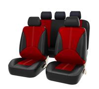 HHCVLUZI 9 Pièces Ensemble De Housses Siège Auto pour Audi A4 Avant 2017-2022(with Net on Left Side)，Avant Arrière Couvre Sieges Respirant Protecteurs Siège Interieur Accessoire, Red