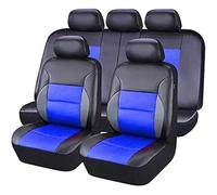 HHCVLUZI Car Seat Covers Set for Ford Fiesta Titanium 2005-2019,Breathable Leather Protection Covers Seats Cushions All Seasons Protection Interior Accessories,Blue