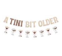 hhdatc A Tini Bit Older Bannière d'anniversaire à paillettes de 2,9 m - Guirlande dorée scintillante pour expresso, martini, cocktail, enterrement de vie de jeune fille, décorations d'anniversaire