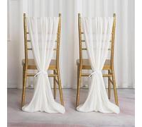 HHDHHD Lot de 10 Rubans de Chaise en Mousseline de Soie, nœuds réglables for décoration de Mariage, Banquet ou fête champêtre (Housses de Dossier et Chemin de Table)(Wit,30X300CM)