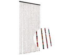 HHEMSTD 90 x 175 cm Rideau de perles en bois de bambou avec 27 chaînes de perles colorées, rideau de fils chinois fait à la main, rideau décoratif pour couloir, entrée de chambre