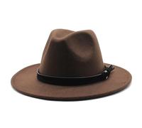 HHF Caps et Chapeaux 56-58-61cm Gangster Trilby Sentier Chapeau Fedora Haut Large Dessus Jazz Caps Casquettes Femmes Hommes Blanc Blanc Chapeau de Mariage (Couleur : Marron, Taille : 56 58CM)