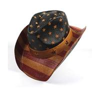 HHF Casquette d'été en paille pour homme et femme, chapeau de cowboy western Shape-It à bord pour la plage, la cowgirl Jazz (Bleu 2, taille : 56-58 cm)
