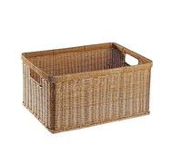 HHF Paniers et Boîte Panier de rangement en osier rotin tissé étagère panier de rangement étagère organisateur panier avec poignées Rectangle rangement organisateur panier Vêtements Stockage ( Taille
