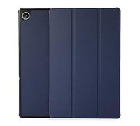 HHF Tab Accessories Étui à rabat en cuir synthétique à trois volets avec support, coque rigide portable compatible avec Lenovo Tab M8 4ème génération TB-300FU (bleu foncé)