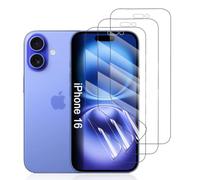 Hhfcryst Film Hydrogel de Protection pour iPhone 16, 3 Pièces TPU protections d'écran HD Transparent Souple(Verre non trempé)