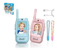 HHFDDP Kids Video Walkie Talkies with Safe 50m Range, 2.4″ Color Screen & Camera, Perfect for Siblings Ages 3-6, Rechargeable, Voice Changer - Ideal for Home & Backyard Fun