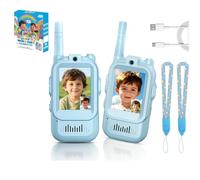 HHFDDP Kids Video Walkie Talkies with Safe 50m Range, 2.4″ Color Screen & Camera, Perfect for Siblings Ages 3-6, Rechargeable, Voice Changer - Ideal for Home & Backyard Fun