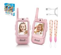 HHFDDP Kids Video Walkie Talkies with Safe 50m Range, 2.4″ Color Screen & Camera, Perfect for Siblings Ages 3-6, Rechargeable, Voice Changer - Ideal for Home & Backyard Fun