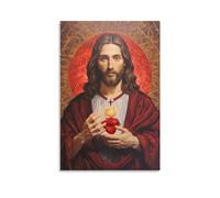 HHGaoArt Image murale vintage Jésus pour mur sacré cœur, poster Dieu Christ, religieux, catholique, peinture sur toile, œuvre d'art pour décoration d'église (image 03-Jésus, 30,5 x 40,6 cm sans cadre)