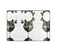 HHGFASD A brutal wolf Pattern Carpet - Tapis doux, moelleux, absorbant l'eau, durable, pour salon, bureau, table basse, lit, balcon, 203,2 x 147,3 cm