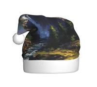 HHGFASD Bonnet de Noël pour adulte motif cascade dans la vallée verte, matériau doux et léger