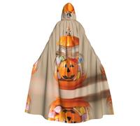 HHGFASD Cape à capuche d'Halloween pour adulte Motif citrouille Halloween Pot à bonbons confortable et doux avec grand bord adapté pour les soirées dansantes et les rassemblements
