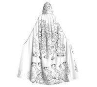 HHGFASD Cape à capuche d'Halloween pour adulte Motif croquis de monstre confortable et doux avec grand bord adapté pour les soirées dansantes et les rassemblements