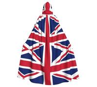 HHGFASD Cape à capuche d'Halloween pour adulte motif drapeau britannique confortable et douce avec grand bord adaptée pour les soirées dansantes et les rassemblements