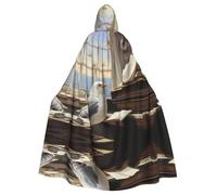 HHGFASD Cape d'Halloween à capuche pour adulte Pigeon écoutant de la musique Motif confortable et doux avec grand bord adapté pour les soirées dansantes et les rassemblements