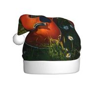 HHGFASD Chapeau de Noël pour adulte avec motif guitare sur herbe verte, matériau doux et léger
