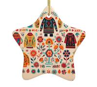 HHGFASD Costume ethnique spécial de Noël pendentif étoile en céramique décoration festive et créative facile à accrocher