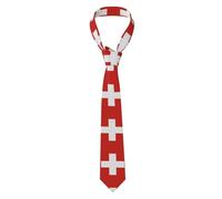 HHGFASD Cravate pour homme motif drapeau suisse douce et confortable, ne se déforme pas, résistante à la décoloration, durable avec une excellente verticalité
