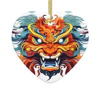 HHGFASD Expression féroce. Motif Noël en céramique avec corde métallique dorée pour une suspension facile. Décoration