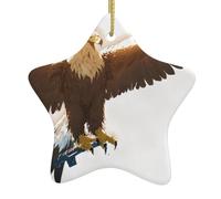 HHGFASD Line Art Pendentif étoile de Noël en céramique Motif aigle Décoration festive et créative Facile à accrocher