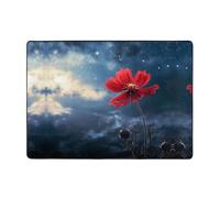 HHGFASD Little red flower under the sky - Tapis doux, moelleux, absorbant l'eau, durable, pour salon, bureau, table basse, lit, balcon, 203,2 x 147,3 cm
