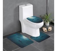 HHGFASD Lot de 3 tapis de sol antidérapants en flanelle, 61 x 40,6 cm, motif requins dans la mer, épais et confortable pour salle de bain, cuisine et toilettes