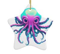 HHGFASD Neon Kraken Core Motif étoile de Noël en céramique Décoration festive et créative Facile à accrocher