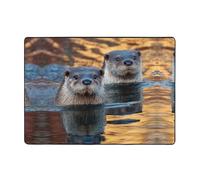 HHGFASD Otters in the lake light Tapis décoratif doux, moelleux, absorbant l'eau, durable, pour salon, bureau, table basse, lit, balcon, 203,2 x 147,3 cm