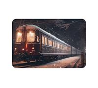HHGFASD Paillasson 40,6 x 61 cm Motif train de chemin de fer nuit enneigée absorbant l'eau antidérapant pour portes d'entrée, entrées et salles de bains