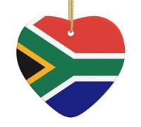 HHGFASD Pendentif de Noël en céramique avec motif drapeau d'Afrique du Sud avec corde dorée pour accrocher facilement la décoration