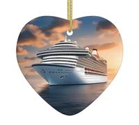 HHGFASD Pendentif de Noël en céramique motif bateau de croisière sur la mer avec corde dorée pour l'accrocher facilement