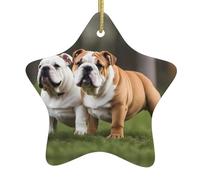 HHGFASD Pendentif de Noël en céramique motif bouledogue anglais - Décoration festive et créative - Facile à accrocher