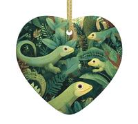 HHGFASD Pendentif de Noël en céramique motif lézards dans la forêt tropicale avec corde dorée pour une suspension facile