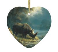 HHGFASD Pendentif de Noël en céramique motif rhinocéros sur la rive avec corde dorée pour une suspension facile