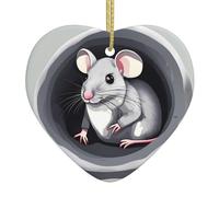 HHGFASD Pendentif de Noël en céramique Motif souris dans le trou avec corde dorée pour accrocher facilement la décoration