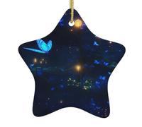 HHGFASD Pendentif étoile de Noël en céramique avec motif « The darkness of night » - Décoration festive et créative - Facile à accrocher