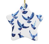 HHGFASD Pendentif étoile de Noël en céramique motif pigeon pixels, décoration festive et créative, facile à accrocher