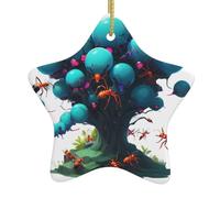 HHGFASD Pendentif étoile en céramique avec motif colonie de fourmis néon, décoration festive et créative, facile à accrocher