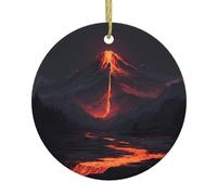 HHGFASD Pendentif rond en céramique Motif volcan lumineux Décoration à suspendre