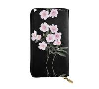 HHGFASD Portefeuille long en cuir avec motif de roses roses en fleur, fermeture éclair confortable et légère pour ranger les pièces de monnaie et les cartes de crédit.