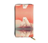 HHGFASD Portefeuille long en cuir avec motif ours polaire triste, fermeture éclair confortable et légère pour ranger les pièces de monnaie et les cartes de crédit.