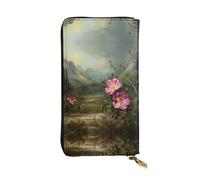 HHGFASD Portefeuille long en cuir motif roses sauvages dans la vallée fermeture éclair confortable et légère pour ranger pièces de monnaie et cartes de crédit.