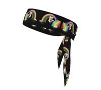 HHGFASD Rainbow meets a cat Pattern Bandeau de sport pour homme et femme, doux et respirant, évacuation de l'humidité, athlétique