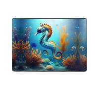 HHGFASD Seabed - Tapis doux, moelleux, absorbant l'eau, durable, motif hippocampe corail, 203,2 x 147,3 cm, pour salon, bureau, table basse, lit, balcon