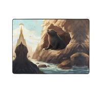 HHGFASD Seals under the cliff Pattern Carpet Tapis doux, moelleux, absorbant l'eau, durable pour salon, bureau, table basse, lit, balcon, 203,2 x 147,3 cm