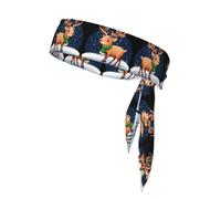 HHGFASD Serre-tête de sport pour homme et femme, motif cerf sous flocons de neige, doux et respirant, évacuation de l'humidité athlétique