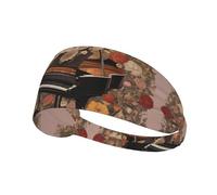 HHGFASD Serre-tête élastique avec motif piano entouré de fleurs pour homme et femme, doux, séchage rapide