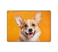 HHGFASD Smiling Corgi - Tapis doux, moelleux, absorbant l'eau, durable - Pour salon, bureau, table basse, lit, balcon - 203,2 x 147,3 cm
